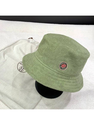 Hat Woven Patch Plain Bucket Hat Khaki Green - HERMES - BALAAN 1