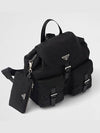 Re Nylon Backpack Triangular Logo Fabric Bag Black Medium Unisex 1BZ811 - PRADA - BALAAN 4