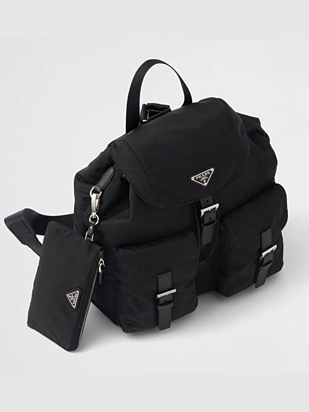 Re Nylon Backpack Triangular Logo Fabric Bag Black Medium Unisex 1BZ811 - PRADA - BALAAN 4