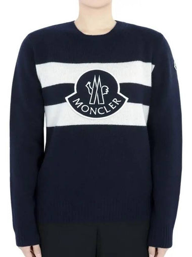 Kids big logo wool knit navy 9C00002 M1241 750 12 14A adult wearable - MONCLER - BALAAN 1