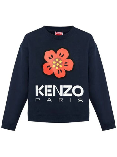 Flower Logo Brushed Sweatshirt Navy 2SW036 4ME 77 - KENZO - BALAAN 2