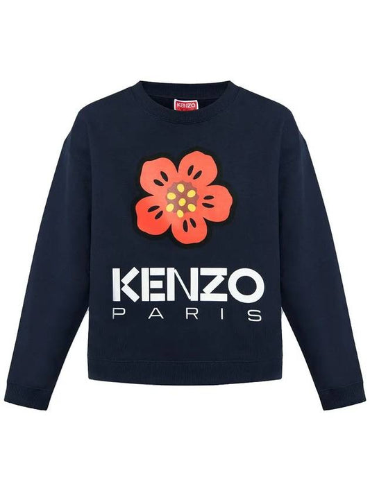 Flower Logo Brushed Sweatshirt Navy 2SW036 4ME 77 - KENZO - BALAAN 2