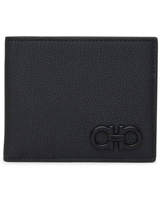 Gancini Logo Half Wallet Black - SALVATORE FERRAGAMO - BALAAN 1