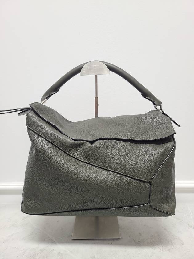 Dark Khaki Green Grain Calfskin Puzzle Bag Large - LOEWE - BALAAN 2