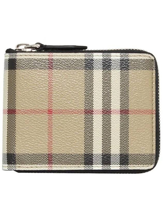 Checked Zipped Half Wallet Beige - BURBERRY - BALAAN 2