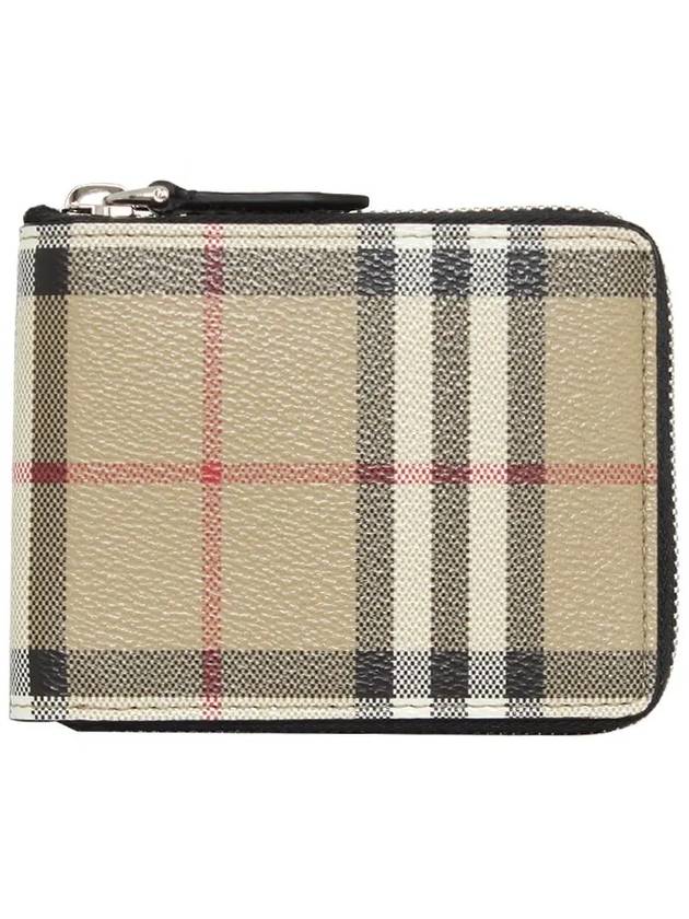 Checked Zipped Half Wallet Beige - BURBERRY - BALAAN 4