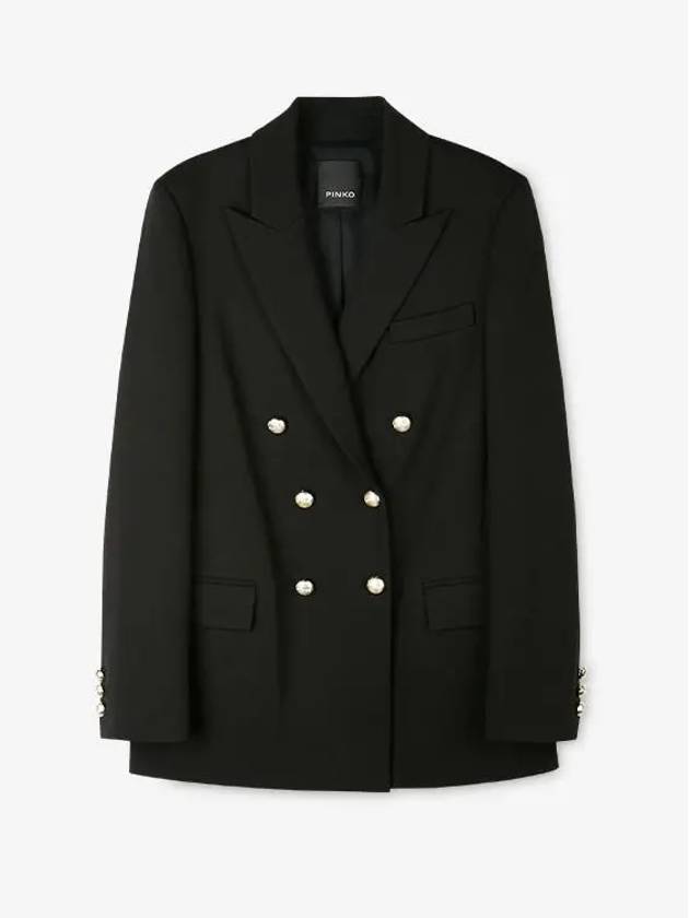 Women's Double Breasted Pocket Jacket Black - PINKO - BALAAN 4