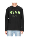 Milano Brushed Logo Long Sleeve T-Shirt Black - MSGM - BALAAN 1