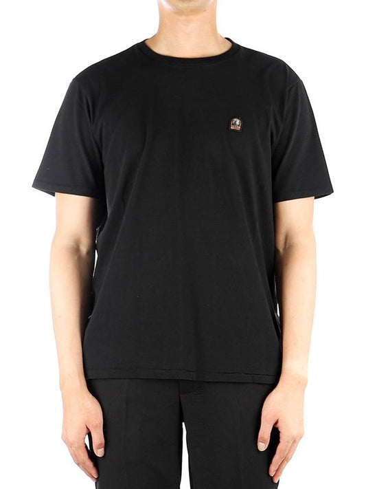 Logo Patch Crew Neck Cotton Short Sleeve T-Shirt Black - PARAJUMPERS - BALAAN.