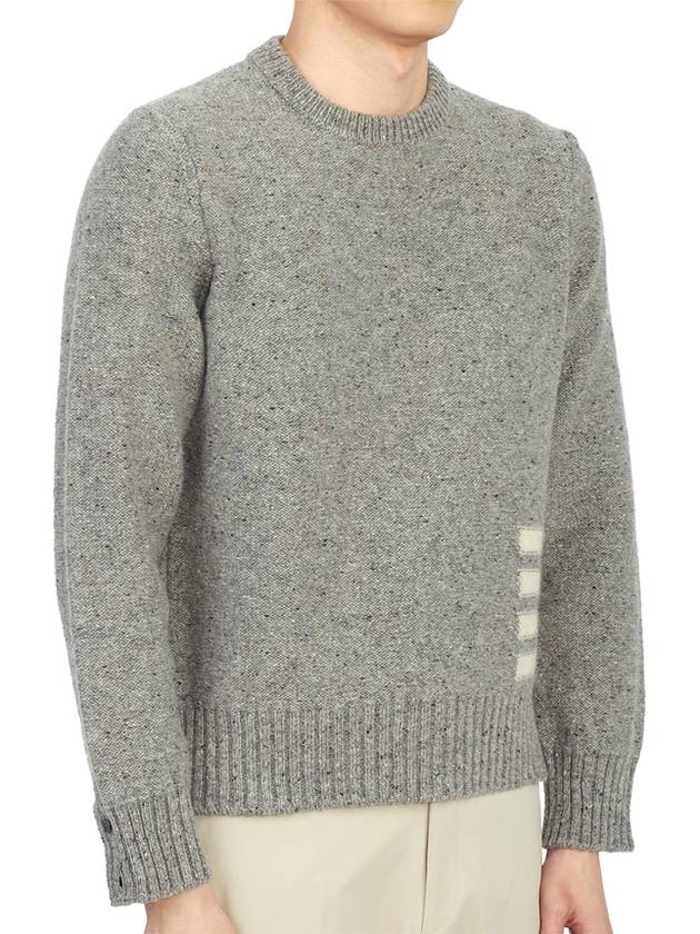 Donegal 4-Bar Striped Crew Neck Wool Knit Top Light Grey - THOM BROWNE - BALAAN 6