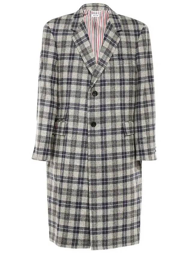 Men's Check Single Coat Grey - THOM BROWNE - BALAAN 3