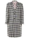 Men's Check Single Coat Grey - THOM BROWNE - BALAAN 3