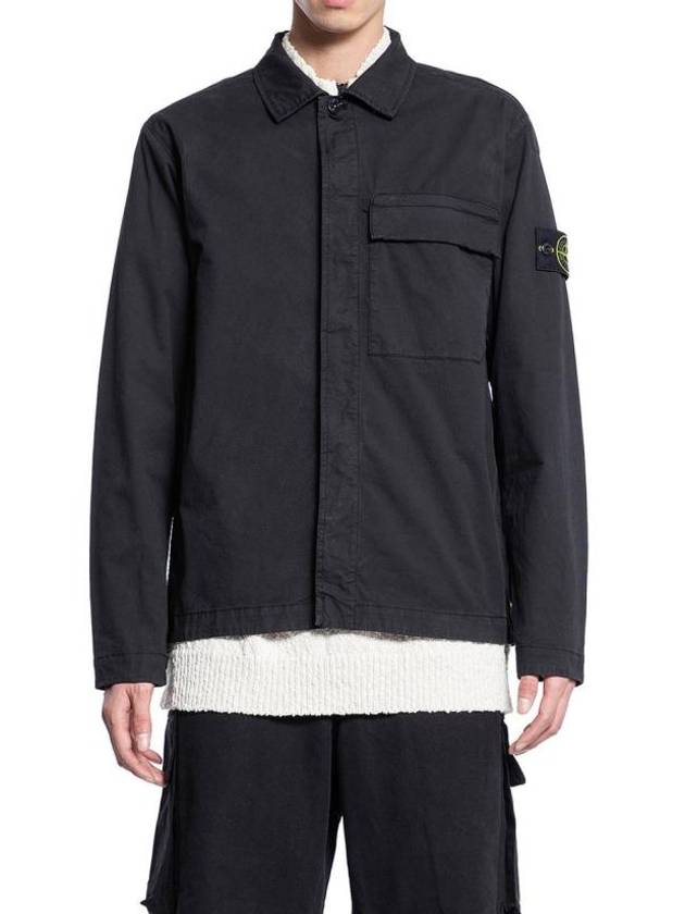 Supima Regular Fit Long Sleeve Shirt Black - STONE ISLAND - BALAAN 3