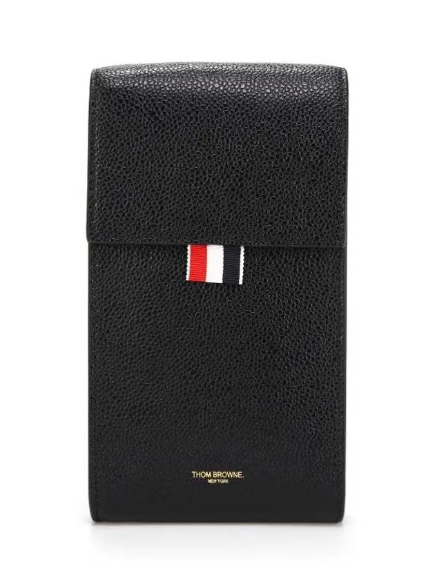 Three Stripes Strap Leather Phone Case Black - THOM BROWNE - BALAAN 3