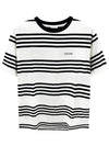 Striped Crew Neck Short Sleeve T-Shirt Black White - CELINE - BALAAN 1