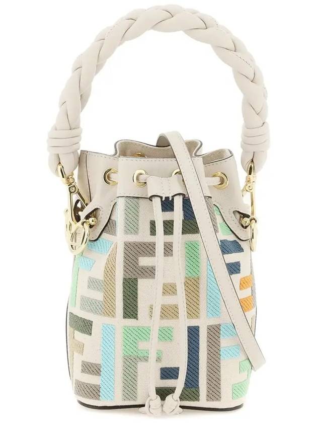 Mon Tresor FF Embroidery Small Canvas Bucket Bag - FENDI - BALAAN 3