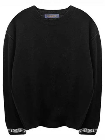 1AAU7S Cuffs Cashmere Crew Neck Round Knit Black Men s TSH 270928 - LOUIS VUITTON - BALAAN 1