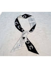 Women's CC Slim Silk Twill Hairband Ecru Black - CHANEL - BALAAN.