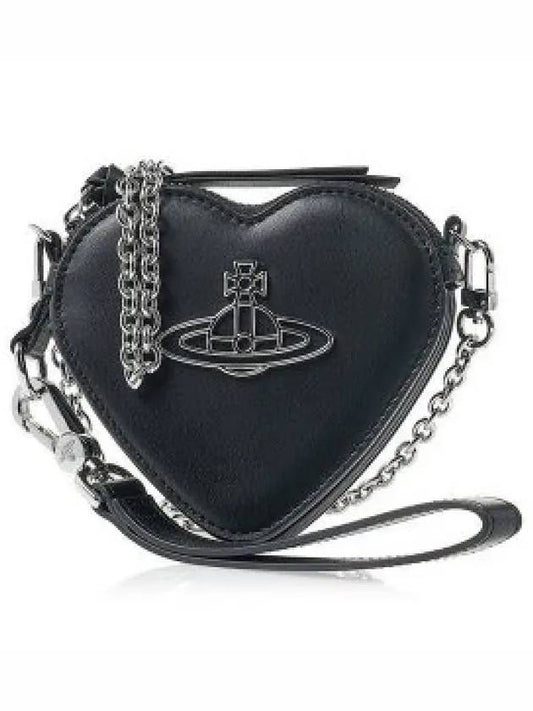 ORB Heart Chain Leather Cross Bag Black - VIVIENNE WESTWOOD - BALAAN 2