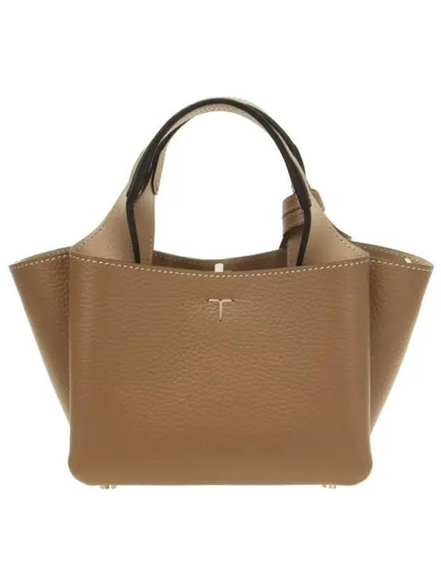 Micro Leather Tote Bag Brown - TOD'S - BALAAN 4