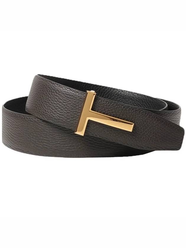 Men's Gold T Buckle Double Sided Belt Brown Black - TOM FORD - BALAAN 3