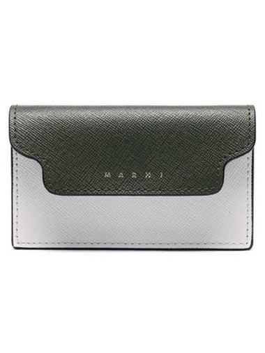 Logo Color Block Saffiano Card Wallet Green - MARNI - BALAAN 1