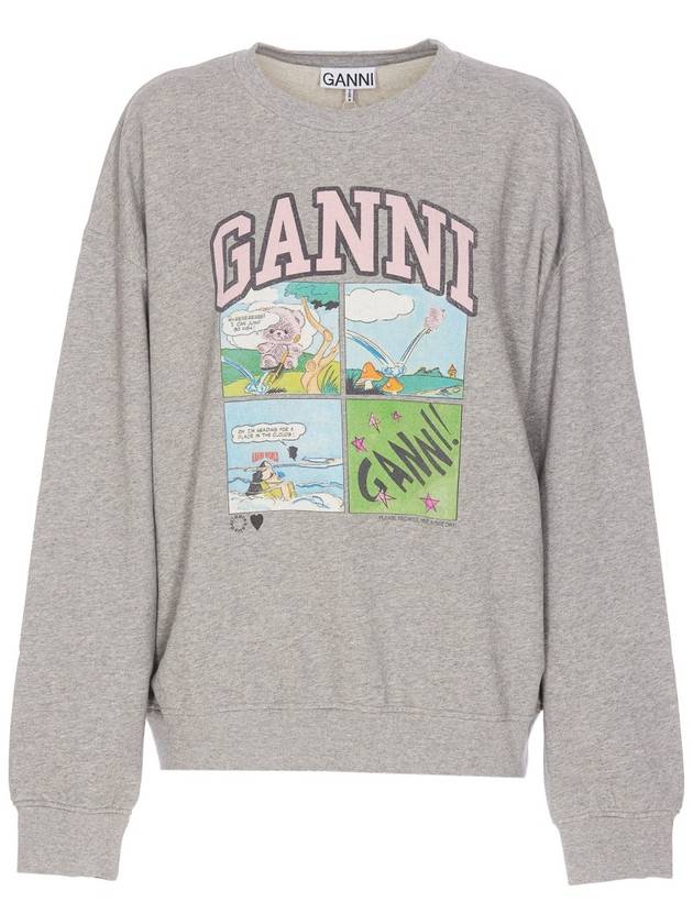 Printed Sweatshirt Grey - GANNI - BALAAN 2