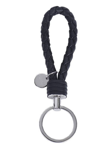 Intrecciato Leather Key Holder Black - BOTTEGA VENETA - BALAAN 1