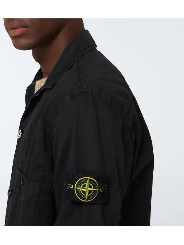 Men's Wappen Two Pocket Overfit Long Sleeve Shirt Black - STONE ISLAND - BALAAN.