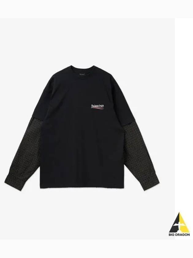 Political Campaign Oversized Layered Long Sleeve T-Shirt Faded Black - BALENCIAGA - BALAAN 2