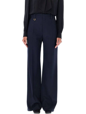 Women s Wool Wide High Waist Pants Navy - CHLOE - BALAAN 1