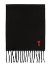 Small Heart Logo Classic Wool Scarf Black - AMI - BALAAN 2