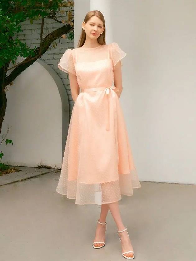 DAISY See through Petal sleeve Lace dress peach pink - AME - BALAAN 4