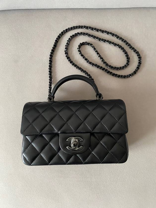 New Mini Top Handle Flap Bag Lambskin Saw Black AS2431 - CHANEL - BALAAN 9