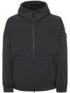 Men's Wappen Patch Softshell Zip Up Hoodie Black - STONE ISLAND - BALAAN 2