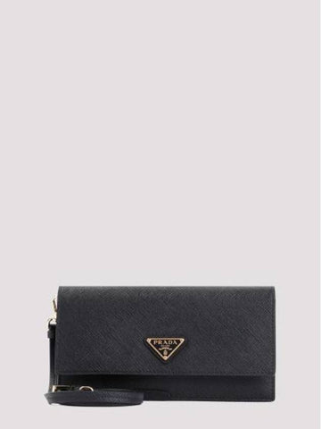 Triangle Logo Leather Mini Bag Black - PRADA - BALAAN 1