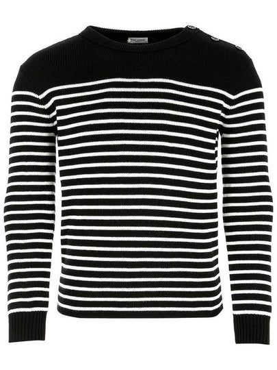 Striped Wool Knit Top Black White - SAINT LAURENT - BALAAN 2