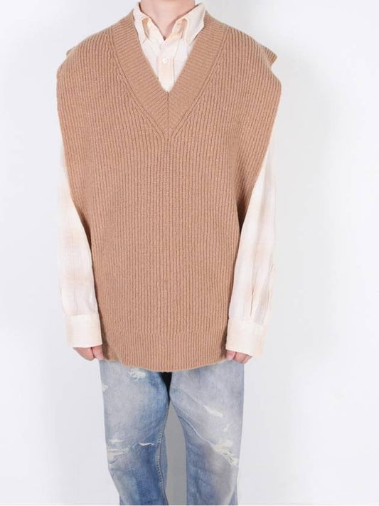 Backstitched Cashmere Vest Camel S50TH0059 - MAISON MARGIELA - BALAAN 1