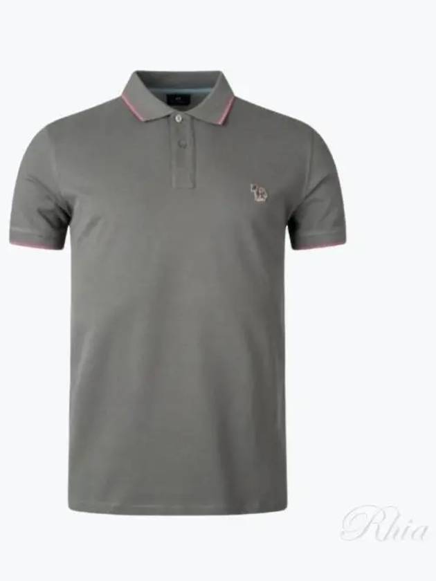 Zebra Logo Regular Fit Short Sleeve Polo Shirt Grey - PAUL SMITH - BALAAN 2