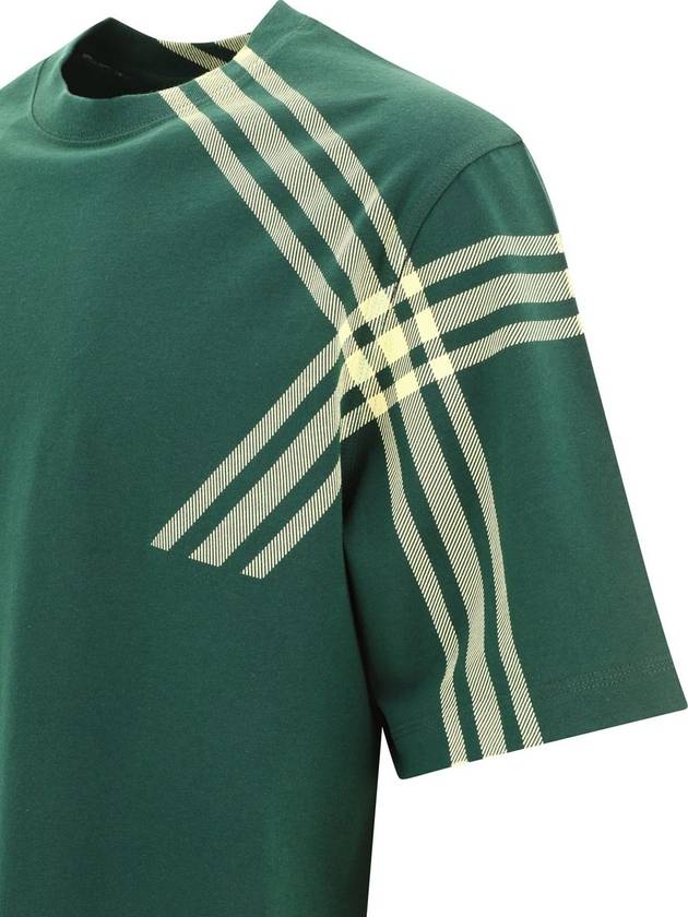 Men's Cotton Check Short Sleeve T-Shirt Green - BURBERRY - BALAAN 5