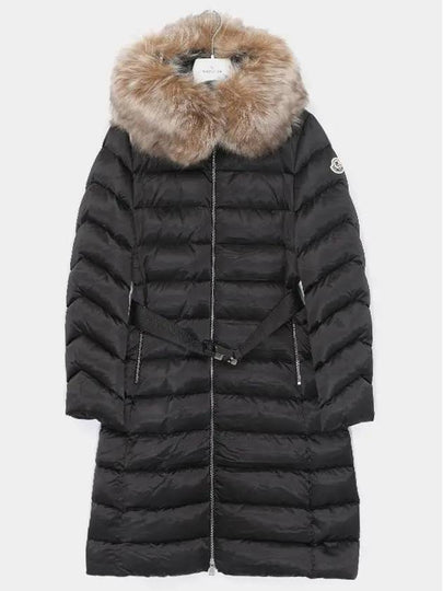 Leerage Patch Logo Belted Hooded Fur Long Padded Women s Jacket 1C00045 59685 99M LEERSIE - MONCLER - BALAAN 2