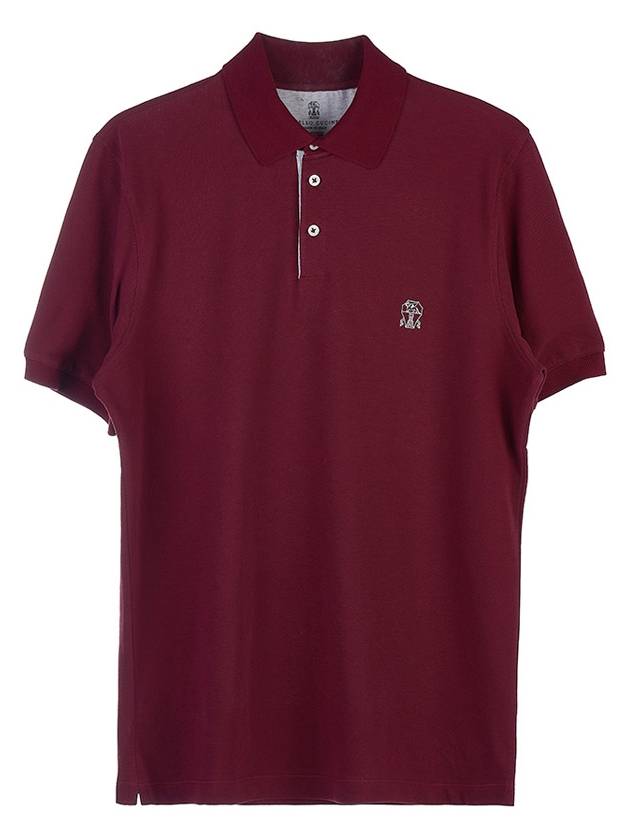 Embroidered Logo Cotton Polo Shirt Dark Red - BRUNELLO CUCINELLI - BALAAN 11