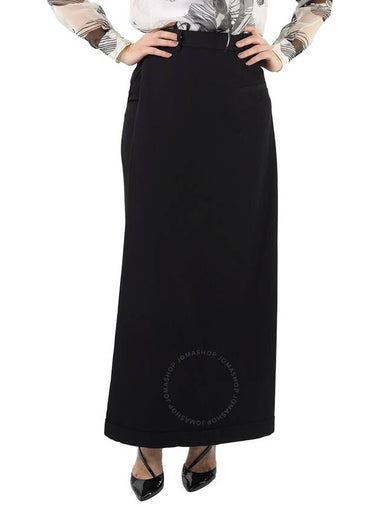 Burberry Black Skirt Panel Wool Wide Leg Trousers, Brand Size 4 (US Size 2) - BURBERRY - BALAAN 1