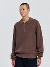 Zip-Up Collar Knit Top Brown - DE GRAND MATIN - BALAAN 2