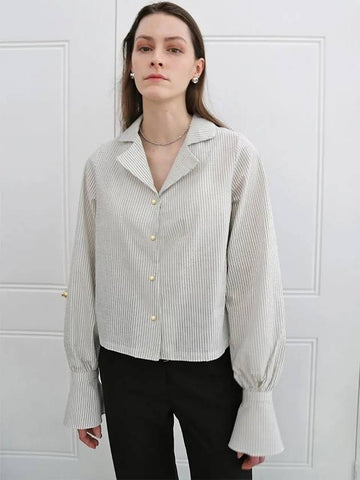 Cotton Stripe Ivory Shirt - DAMAGE MNEMONIC - BALAAN 1