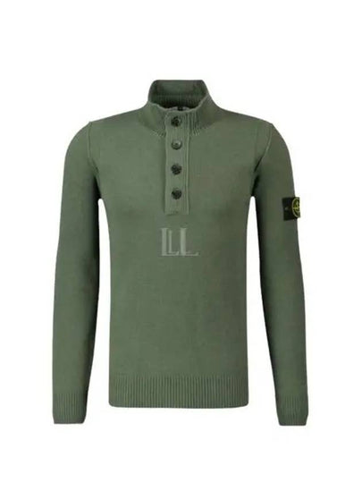 Wappen Patch Half Button Lambswool Knit Top Musk Green - STONE ISLAND - BALAAN 2