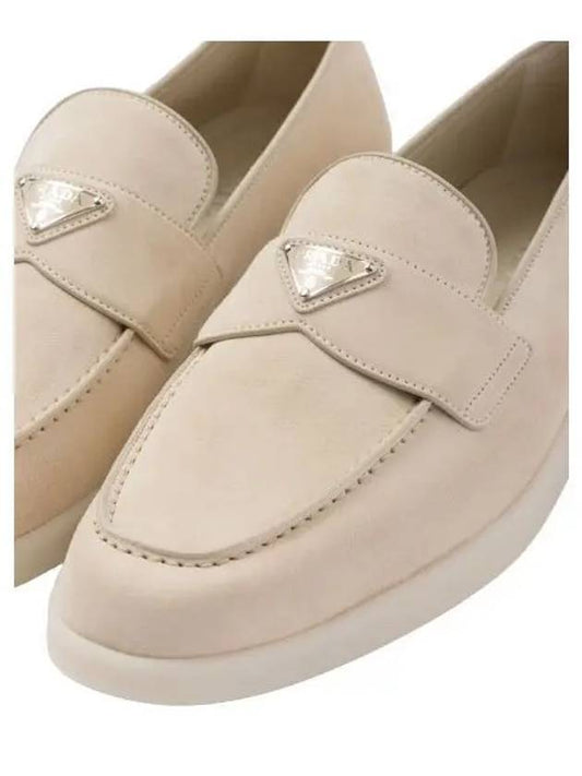 Triangle Logo Suede Loafers Beige - PRADA - BALAAN 2