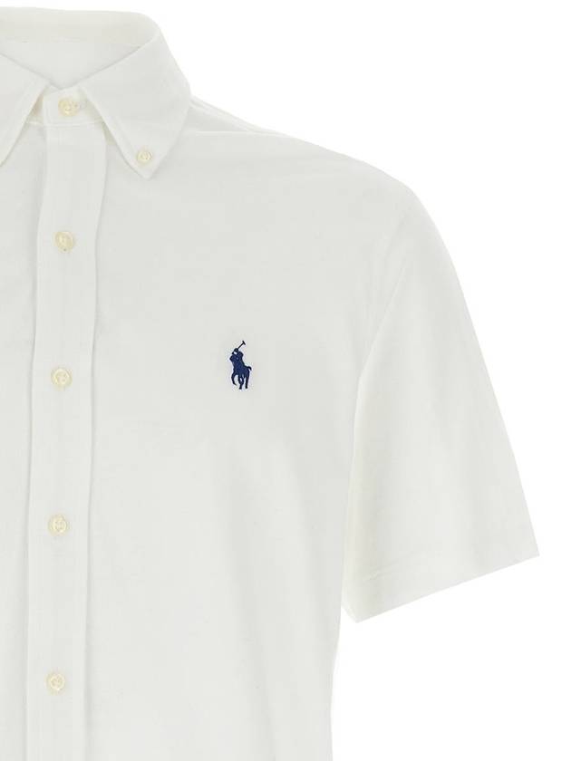 Logo Button Down Short Sleeve Shirt White - POLO RALPH LAUREN - BALAAN 4