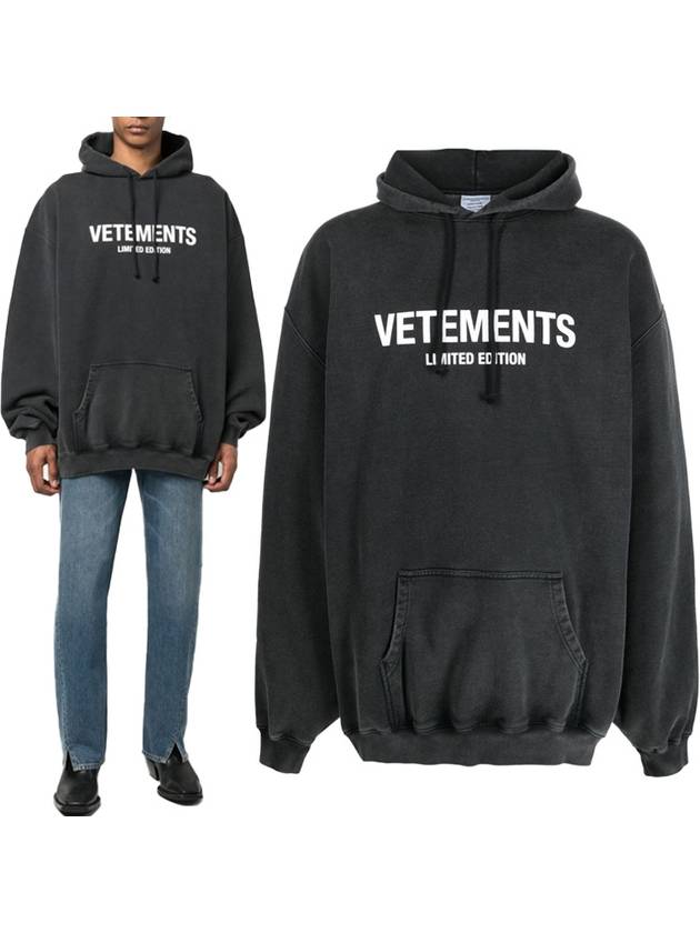 Logo Print Cotton Hoodie Black - VETEMENTS - BALAAN 2