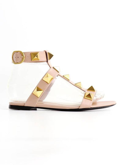 Roman Studded Leather Sandals Pink - VALENTINO - BALAAN 2